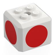 Brick Special Cube with 2 x 2 Studs on Top, and Red Circles Print (White)