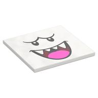 Tile 6 x 6 with King Boo Face, Dark Pink Tongue Print (White)