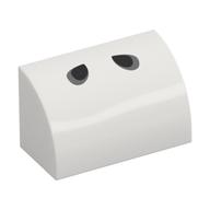 Brick Curved 1 x 2 x 1 No Studs with Two Black Tear Drops (Dry Bones Nostrils) Print (White)