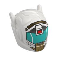 Helmet with Antennae with Gold Decorations, Red Camera, Dark Turquoise Visor Print (White)