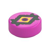 Tile Round 1 x 1 with Yellow Eye, Dark Purple Pupil, Dark Green Eyelid Print (Dark Pink)