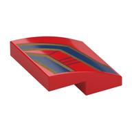 Brick Curved 2 x 2 x 2/3 with Gold/Dark Blue Stripes Print (Red)