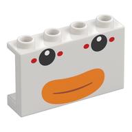 Panel 1 x 4 x 2 with Duck Face, Black Eyes, Orange Beak, red Dots Print (White)