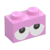 Brick 1 x 2 with Drooping Eyes (Yoshi) Print (Bright Pink)