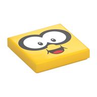 Tile 2 x 2 with Face, Large White Eyes Print (Yellow)