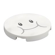 Tile Round 3 x 3 with Black Eyes, Closed Moth, Puffed Cheeks Print (White)