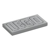 Tile 2 x 4 with 'LEGO' Print (Light Bluish Gray)