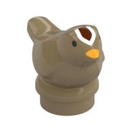 Animal, Bird, Small with Yellow Beak, White/Brown Streak on Head, Black Eyes Print (Dark Tan)
