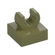 Tile Special 1 x 1 with Clip with Rounded Edges (Olive Green)