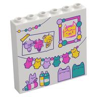 Panel 1 x 6 x 5 with Kitten Garlands, Drawing, Painting, Presents Print (White)
