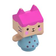 Figure, Kitten with Light Nougat Square Head, Dark Pink Hair/Roof Print (Medium Azure)