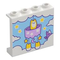 Panel 1 x 4 x 3 with Kitten Mobile, Clouds on Bright Light Blue Background Print (White)