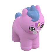 Animal, Cat with Dark Azure Mane and Tail, White Face, Butterfly Print (Bright Pink)