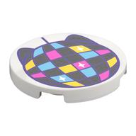 Tile Round 3 x 3 with Kitty Disco Ball Print (White)