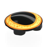 Plate Round 2 x 2 with Rounded Bottom with Yellow Cat Eye Print (Black)