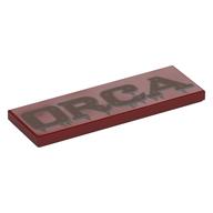 Tile 2 x 6 with Copper 'ORCA' Print (Dark Red)