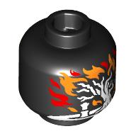 Minifig Head (No Face), White Tree (Gondor) and Flames / Green Pasture (Shire) and Flames Print (Black)