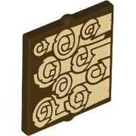 Glass for Window 1 x 2 x 2 Flat with Tan Scrolls Print (Dark Brown)