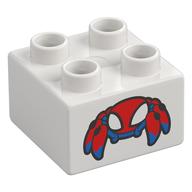 Duplo Brick 2 x 2 with Robot Spider Print (White)