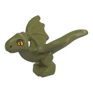 Creature, Dragon, Baby with Yellow Eyes Print (Norbert) (Olive Green)