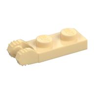 Hinge Plate 1 x 2 Locking with 2 Fingers On End, without Groove, 7 Teeth (Tan)