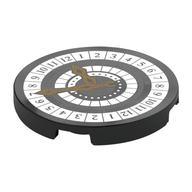 Tile Round 3 x 3 with Clock, 24 Hours Print (Black)
