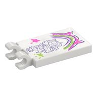 Tile Special 2 x 3 with 2 Clips with Drawing of Gabby, Kitten Rainbow Print (White)