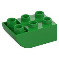 Duplo Brick 2 x 3 with Curved Bottom (Bright Green)