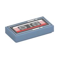 Tile 1 x 2 with Cassette Tape Print (Sand Blue)