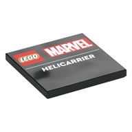 Tile 4 x 4 with 'LEGO MARVEL HELICARRIER' Print (Black)