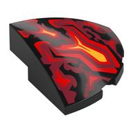 Brick Round Corner, Curved 3 x 3 x 1 Quarter Circle with Red and Yellow Flames Print (Black)