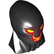 Large Figure Head, Alien Deviant with Yellow Eyes, Teeth, Red Lining Print (Black)