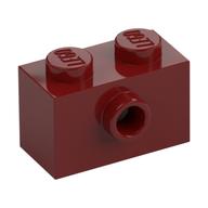 Brick Special 1 x 2 with 1 Center Stud on 1 Side, Bottom Stud Holder (Dark Red)