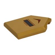 Tile Special 2 x 3 Pentagonal with Black Rectangle, Dark Red Arrow Print (Pearl Gold)
