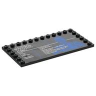 Plate Special 6 x 12, Studs on 3 Edges with 'STAR WARS', 'C-3PO', Stats Print (Black)
