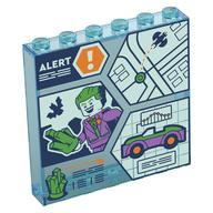 Panel 1 x 6 x 5 with Monitor, 'ALERT', Joker, Car, Map, Crystal Print (Trans-Light Blue)