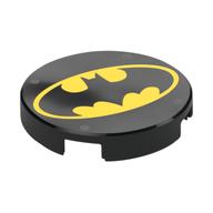 Tile Round 2 x 2 with Yellow Batman Logo Print (Black)