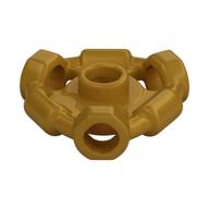 Plate Special 1 x 1 with Hole Through Stud, 3 Bars and 3 Bar Holes (Pearl Gold)