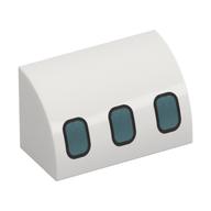 Brick Curved 1 x 2 x 1 No Studs with Airplane Windows Print (White)