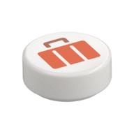 Tile Round 1 x 1 with Reddish Orange Suitcase Print (White)