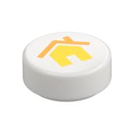 Tile Round 1 x 1 with Yellow House Print (White)