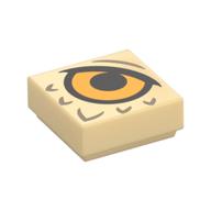 Tile 1 x 1 with Bright Light Orange Eye, Dark Tan Feathers Print (Tan)