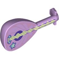 Musical Instrument Lute with Tan Strings, Star Print (Lavender)