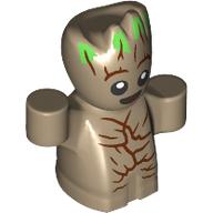 Groot - Baby, Bark Chest, Green Hair (Dark Tan)