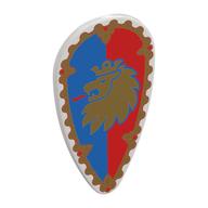 Shield Ovoid with Gold Lion On Red and Blue Field Print (White)