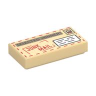 Tile 1 x 2 with Letter, 'SELECTED WINNER!', Red 'JUNK MAIL' stamp, Address Print (Tan)