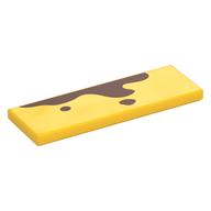 Tile 2 x 6 with 2 Small, 1 Large Reddish Brown Splotches Print (Yellow)