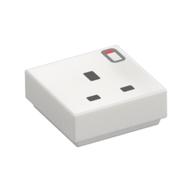 Tile 1 x 1 with Power Socket, 3 Pin, Switch Print (White)