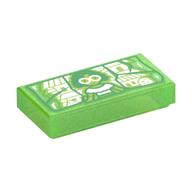 Tile 1 x 2 with Green Broken Glass Panel, Mirabel Print (Opal Trans-Bright Green)