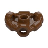 Plate Special 1 x 1 with Hole Through Stud, 3 Bars and 3 Bar Holes (Reddish Brown)